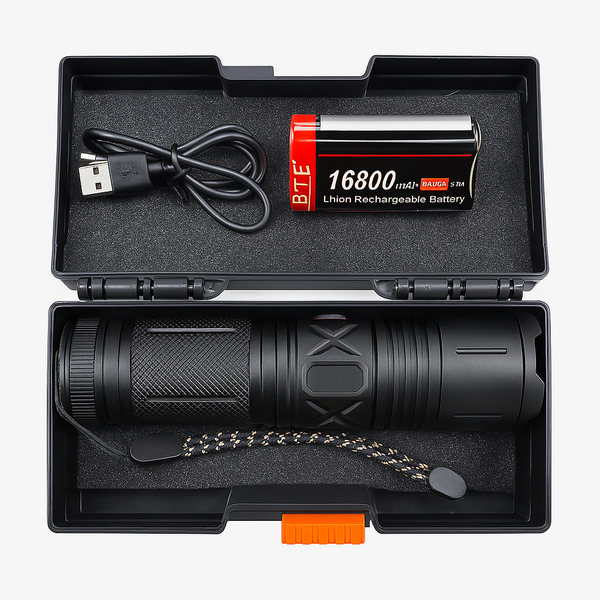 High-Power Rechargeable LED Flashlight Kit | طقم مصباح يدوي LED عالي الطاقة